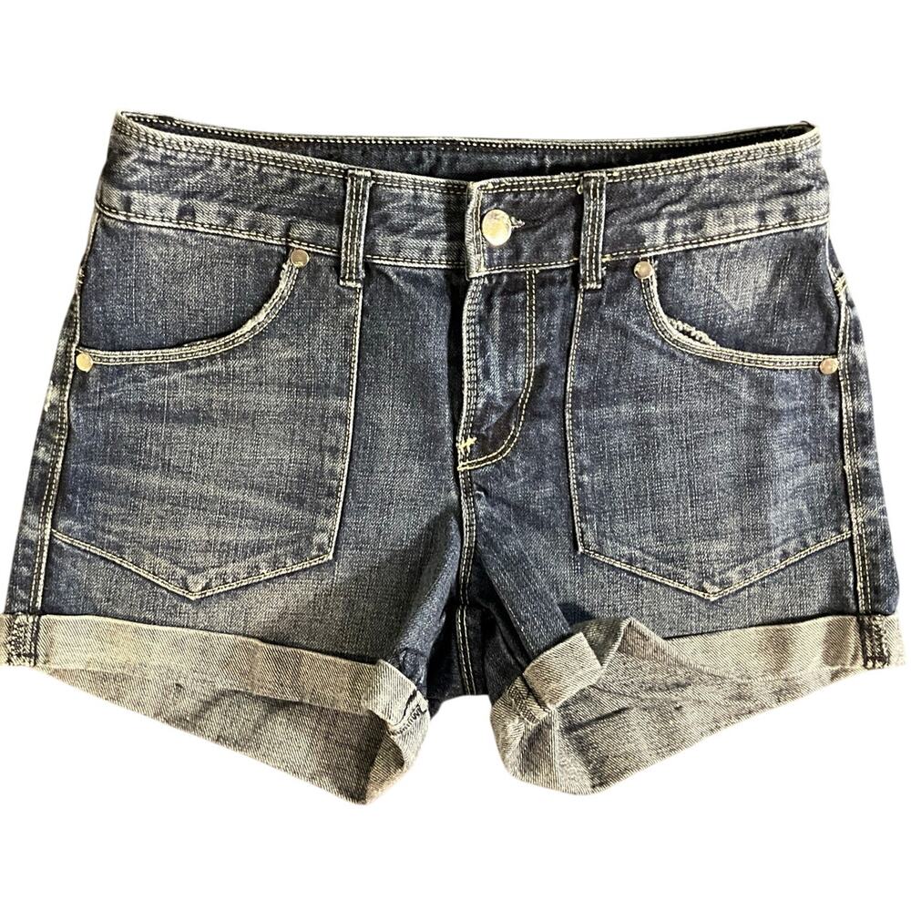 Women's Vintage Y2K - X2 Denim Shorts Size 0 High Waist Front Patch Pockets